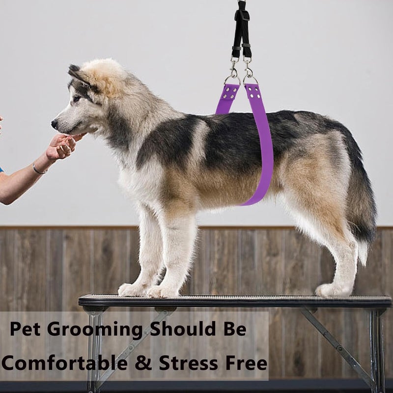 DISCPETSEC Pet Dog Grooming Belly Strap – 2 Inch Wide Waterproof PVC Support Band, Adjustable Grooming Loop Restraint for Bathing, Trimming & Pet Salon Use(Lilac-Long) - Image 5